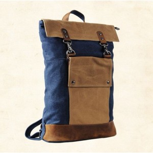 KP3  VINTAGE TAR III™ Rucksack Canvas mit Leder Damen / Herren  - dunkelgrau 17"